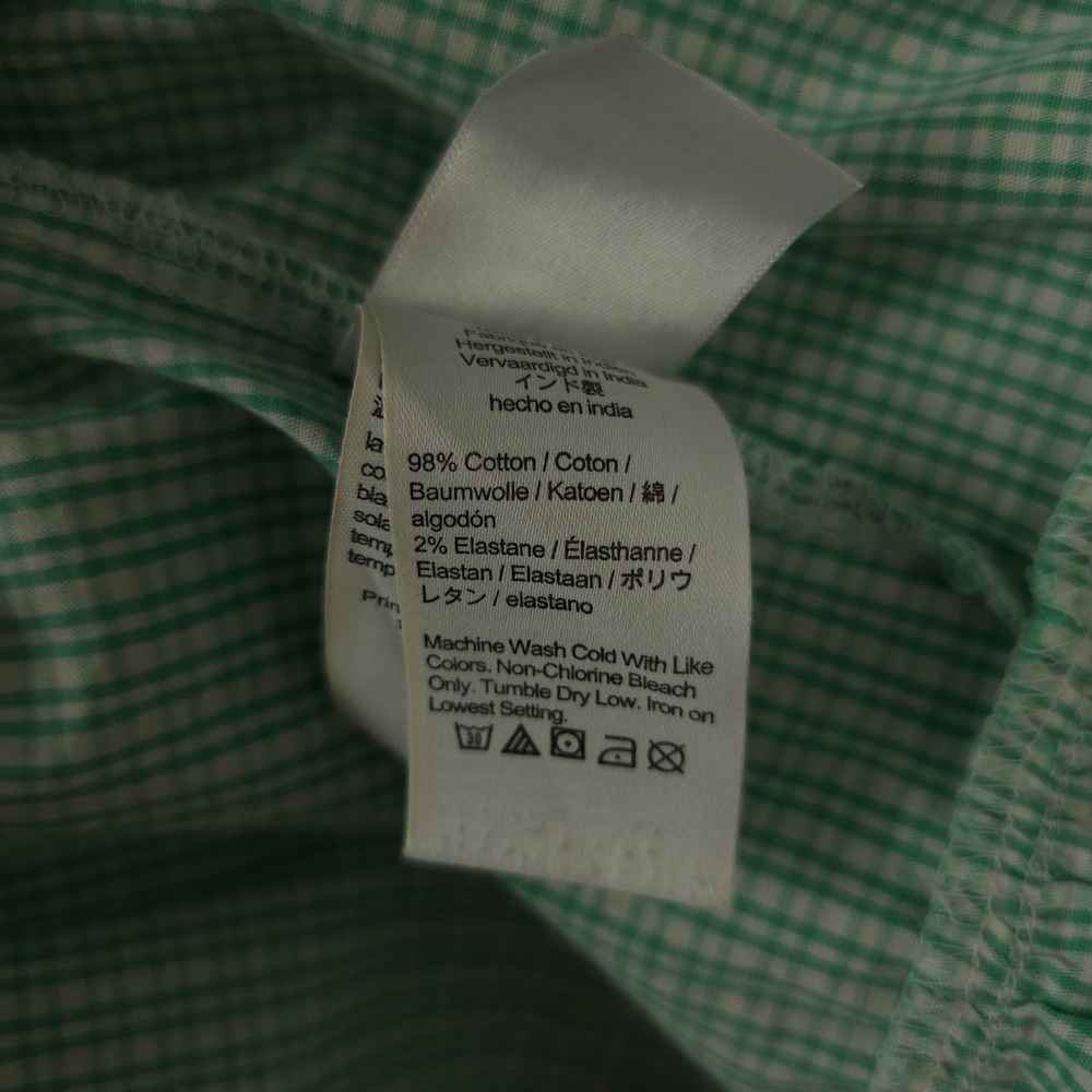 J Crew Dress Womens Large Green Gingham Cotton Blend Poplin Raglan Tiered Mini - Picture 4 of 12